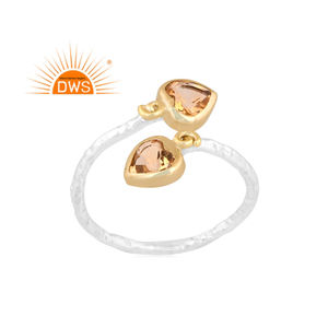 Best Quality Fine Sterling Silver Natural Citrine Gemstone <b>Adjustable</b> <b>Ring</b> Custom Jewelry Manufacturer - Product Image 1