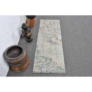 Vintage 1.8 X 5ft vert bleu turc tapis classique grande surface Tabriz Style Patchwork Design laine Latex pour couloir chambre décor - Product Image 1