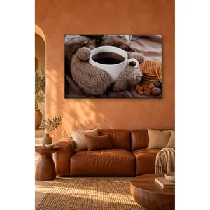 Fida Coffee Cup Between Knitted Gloves <b>Canvas</b> Print - Product Image 2