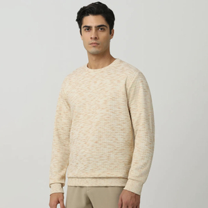 Sweat-shirt sport à col rond noir chaud et confortable coupe régulière 77% coton 23% polyester recyclé solide style décontracté pour l'automne personnalisé - Product Image 1