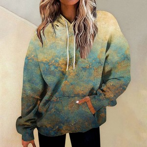 Jersey de calle Vintage lavado ácido ligero para mujer, Sudadera con capucha de gran tamaño con estampado de logotipo frontal para la temporada de otoño - Product Image 2