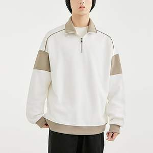 Jersey de hombre de algodón color bloque sudadera cuarto cremallera con mangas largas sueltas de punto trabajo estilo cargo - Product Image 2