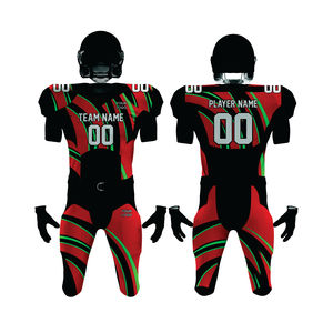 Conjunto de uniforme de fútbol americano personalizado para hombre, aparejos transpirables, sarga, ropa deportiva de entrenamiento duradera, negro, rojo, verde, nombre del jugador - Product Image 1
