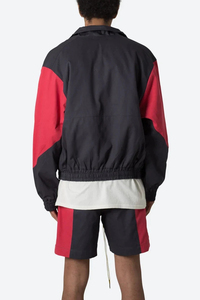 Veste de survêtement coupe-vent pour homme, à blocs de couleur, manches longues, fermeture éclair, col montant sportif, en polyester, pour l'automne - Product Image 4