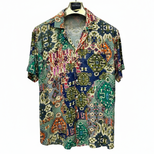 Camisa de Manga Corta con Estampado Floral para Hombre, con Logotipo Personalizado, Corte Relajado, Cuello Camp Collar, Ligera y Transpirable para Vacaciones de Verano - Product Image 4