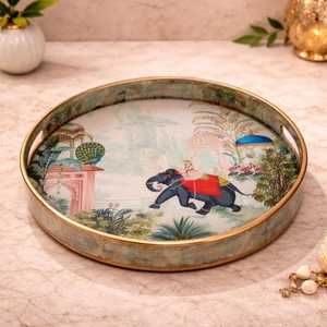 Plateaux de rangement rectangulaires laqués Meena, empilables, motif éléphant paon, en MDF, lavables au lave-vaisselle, multifonctionnels pour - Product Image 6