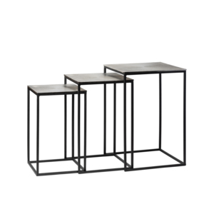 Ensemble de 3 tables d'appoint en aluminium et fer tendance avec dessus en texture Sunray pour meubles de salon et de chambre à coucher - Product Image 1
