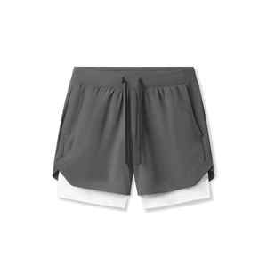 Vêtements de sport avec logo personnalisé pour hommes Short d'entraînement de gym Confort Ceinture élastique Motif solide Short de course 2 en 1 - Product Image 2