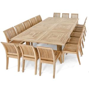 Juego de jardín de madera de teca de diseño moderno Mesa grande y sillas para uso en apartamentos o villas de parque de hotel al aire libre - Product Image 1