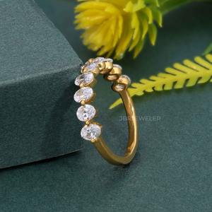 Declaración IGI certificado VVS Oval Lab Grown Diamond 14K oro sólido anillo de boda anillo fino moda de gama alta joyería de lujo para mujer - Product Image 1