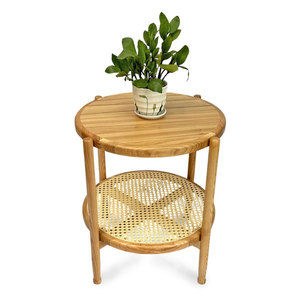 Modern Oak Wood Living Room <b>Side</b> <b>Table</b> with <b>Marble</b> Top STT030 - Product Image 1