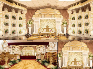 เวทีธีมมุกุฎราชย์สำหรับงานเลี้ยงฉลองสมรสของชาวมุสลิม เวทีสีทองพร้อมกรอบหน้าต่าง เวทีธีมราชวัฎาแบบดั้งเดิมสำหรับงานแต่งงานในสหราชอาณาจักร - Product Image 6