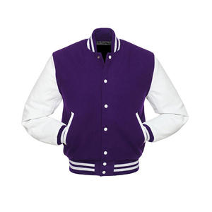 Chaqueta de Cuero con Etiqueta de Logotipo Ecológica Personalizada, Parches Bordados, Chaqueta Universitaria Vintage de Béisbol, Chaqueta Bomber Varsity para Hombre - Product Image 1