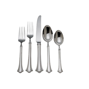 Juego de cubiertos de plata pulido de acero inoxidable moderno con mango largo redondo martillado juego de cubiertos elegante para hoteles en casa - Product Image 5
