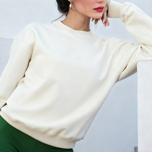 Custom Soft Pink Polyester Fleece Baggie Pullover Shoulder Crew Neck <b>Sweatshirt</b> <b>Embroidery</b> Design Women's Autumn Winter - Product Image 6