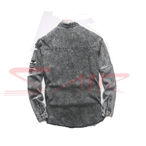 New High Quality Winter Waterproof Knitted Canvas Denim <b>Jacket</b> OEM Designs Men's Wholesale Custom Washed Blue - Product Image 2