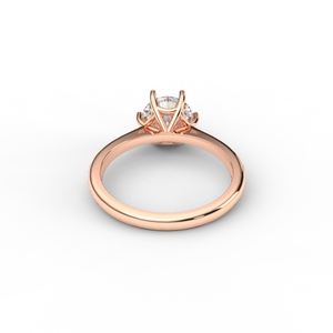 แหวนเพชรทรงกลมแบบคลาสสิก 6 กรงเล็บ ทองคำขาว/ทองคำเหลือง/ทองคำชมพู 14k ประดับเพชรแล็บ - Product Image 3