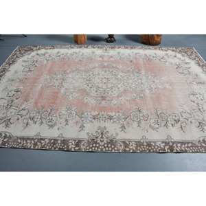 Classique blanc gris 6.3 X 10.1ft laine tapis turc Patchwork salon tapis pour chambre Latex support Rectangle couloir - Product Image 3