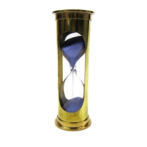 Handicraft <b>Nautical</b> Sand Timer Blue Sand Golden Brass Polish 5 Mint Time Wholesale and Supply Using <b>Decoration</b> Room Office - Product Image 5