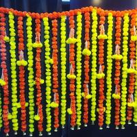 Décoration suspendue en tissu fait main en forme de fleur, motifs complexes Toran Bandanwar, pour Diwali - Décoration d'intérieur unique du Rajasthan