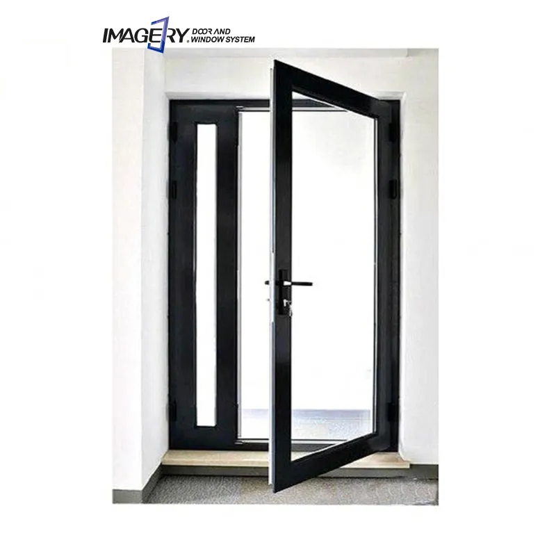 Imágenes puertas interiores de puerta de aluminio de doble acristalamiento puertas de entrada frontal abatibles científicas para uso residencial