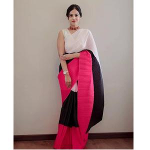 Vente chaude Designer Plissée Georgette Saree pour les Femmes Tendance Fancy Party Wear pour les Mariages En Ligne En Gros Shopping - Product Image 1