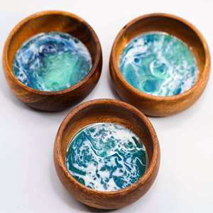 Handmade-Bol en résine blanc pour tous les jours avec des éclaboussures noires en bois et résine en ligne au meilleur prix Taille personnalisée fabriquée en Inde - Product Image 3