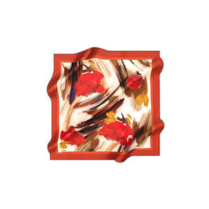 ผ้าพันคอไหมเครปซาตินลายวาดมือ ขนาด 90x90 ซม. - Product Image 1