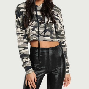 Manufacturers <b>Cropped</b> Distressed Wholesale Price <b>Hoodie</b> <b>Woman</b> with Company Logo Printed - Product Image 6
