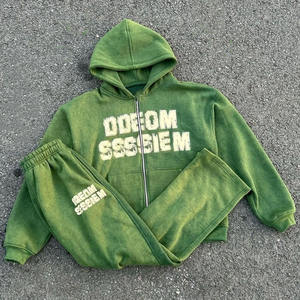 Conjunto de Sudadera con Capucha y Pantalones Jogger Holgados de Felpa de Algodón 100% de 460 Gsm, Personalizado, para Hombre, 2 Piezas, Invierno - Product Image 1