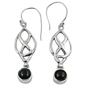 Pendientes de Plata de Ley 925 con Nudo Celta y Piedras de Ónice, Joyería de Moda - Product Image 1