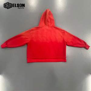 Dernier modèle Design SUn Fermeture éclair délavée à manches longues French Terry Distressed Brodé Tissu respirant Acid Wash Hoodie - Product Image 3