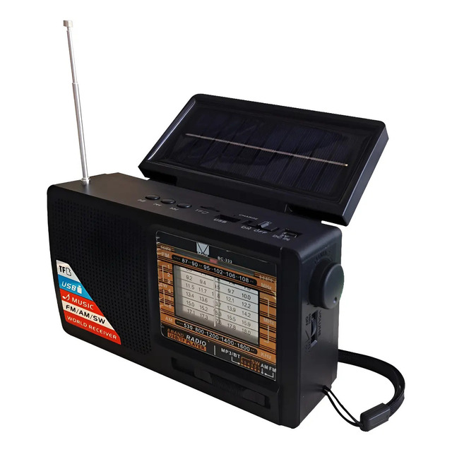 For Speaker FM Radio Flashlight Solar Panel Rechargeable LCD Display Plastic-Assorted Colors
