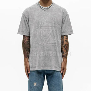 Camiseta de gran tamaño de algodón suave con hombros caídos con lavado Vintage para Look Camiseta de uso diario informal con lavado ácido a la moda - Product Image 1