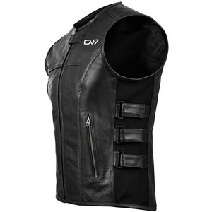 Gilet en cuir véritable personnalisé pour hommes Veste sans manches style motard pour motards Gilet occidental Fournisseur de gros - Product Image 3