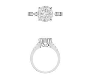 Anillo de compromiso de plata esterlina 925 de diseñador para mujer, racimo de Halo con corte brillante redondo, circonita cúbica, joyería de boda - Product Image 3