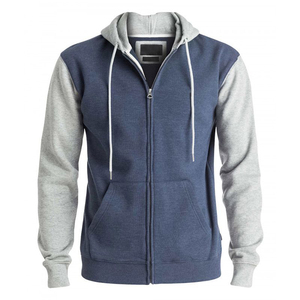 Sweat à capuche pull bleu gris chiné de haute qualité pour hommes fermeture éclair complète confortable avec taille personnalisable et impression couleur du logo - Product Image 2