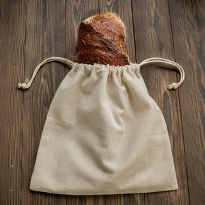 Sac à pain en lin et coton 100% |   Sac à pain avec cordon de serrage - Product Image 6