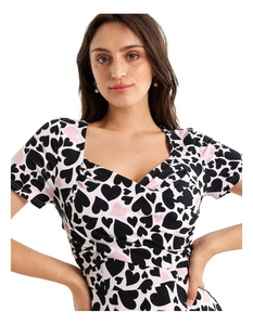 SRJ EXPORTS Women's Summer Soft Jersey Fabric <b>Pink</b> Heart Print Faux <b>Wrap</b> Front Flippy Skirt A-Line Sleeveless Mini Dress - Product Image 5