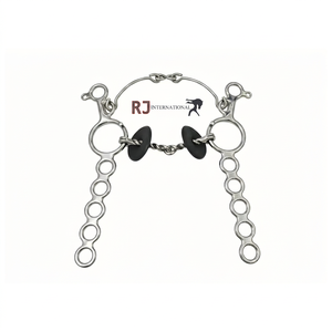 NEW EQUESTRIAN HORSE LONG SHANK <b>RINGS</b> with <b>RUBBER</b> GUARD MOUTH BITS COMFORTABLE STAINLESS STEEL by RIAZ JAMAL INTEL - Product Image 2