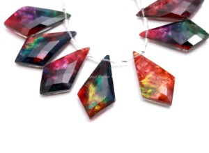 Vente chaude Belle Ammolite Naturelle 5 Paires Amolite Doublet Perles Noir Opale Éthiopienne Perles Assorties Perles Fantaisie pour Bijoux - Product Image 4