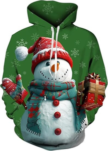 Sweat à capuche de Noël pour hommes 100% coton Design brodé entièrement imprimé Vêtements d'hiver chauds - Product Image 3