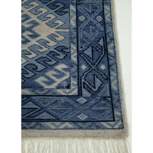 Alfombra de Lana Anudada a Mano de Gran Tamaño, Color Azul Savana, con Patrón Geométrico, para Sala de Estar Juvenil, Pasillo Rectangular, Modelo-LCA-2353 - Product Image 4