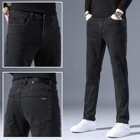 Jean décontracté noir en denim coupe ample pour homme, style urbain, haute qualité, grande taille, coupe mi-haute, coupe-vent et respirant, en promotion