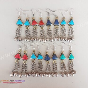 Boucles d'oreilles Kuchi artisanales Bijoux tribaux afghans vintage Boucles d'oreilles bohèmes ethniques pour femmes - Product Image 4