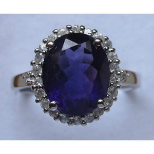 Radiant Cut Amethyst <b>CZ</b> Diamond Gemstone <b>Ring</b> Men's Geometric Engagement <b>Ring</b> with Rhodium Plating for Gift - Product Image 1