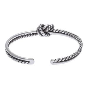 Both Sides Knotted <b>Sterling</b> <b>Silver</b> <b>Cuff</b> <b>Bracelet</b> 925 <b>Sterling</b> <b>Silver</b> Boho Dainty Jewelry Gift Idea Wholesale Bulk - Product Image 2