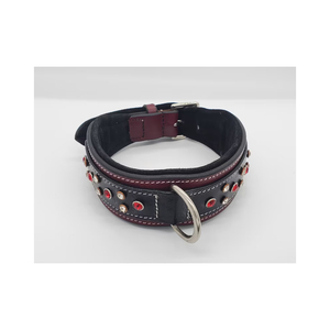 Collar de perro de cuero de cristal de lujo de 2 pulgadas de ancho Barrington para perros grandes, Collar de perro grueso de gamuza acolchado suave hecho a mano - Product Image 1