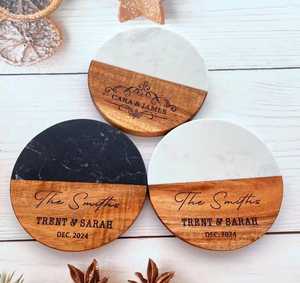 Top Quality <b>Round</b> Acacia Wood Coaster Set, Natural Finish Drink <b>Mats</b> with Holder for Hotels and Restaurants stone coasters - Product Image 1