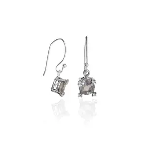 Boucles d'oreilles pendantes en argent sterling plaqué or 18 carats avec quartz fumé, hypoallergéniques, pour femmes, bijoux élégants pour mariage et soirée - Product Image 3